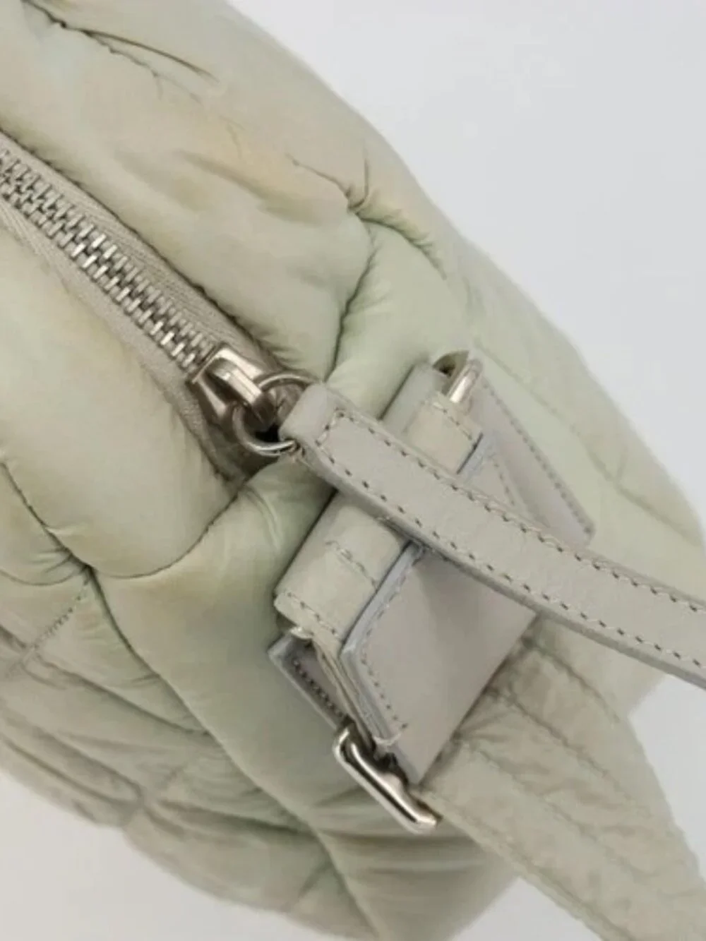 CHANEL Cococoon Shoulder Bag Nylon Gray Silver CC Auth 185165A